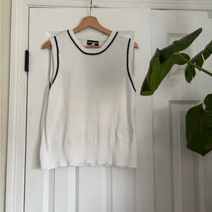 Karl Lagerfeld White Top with Black Braided Trim